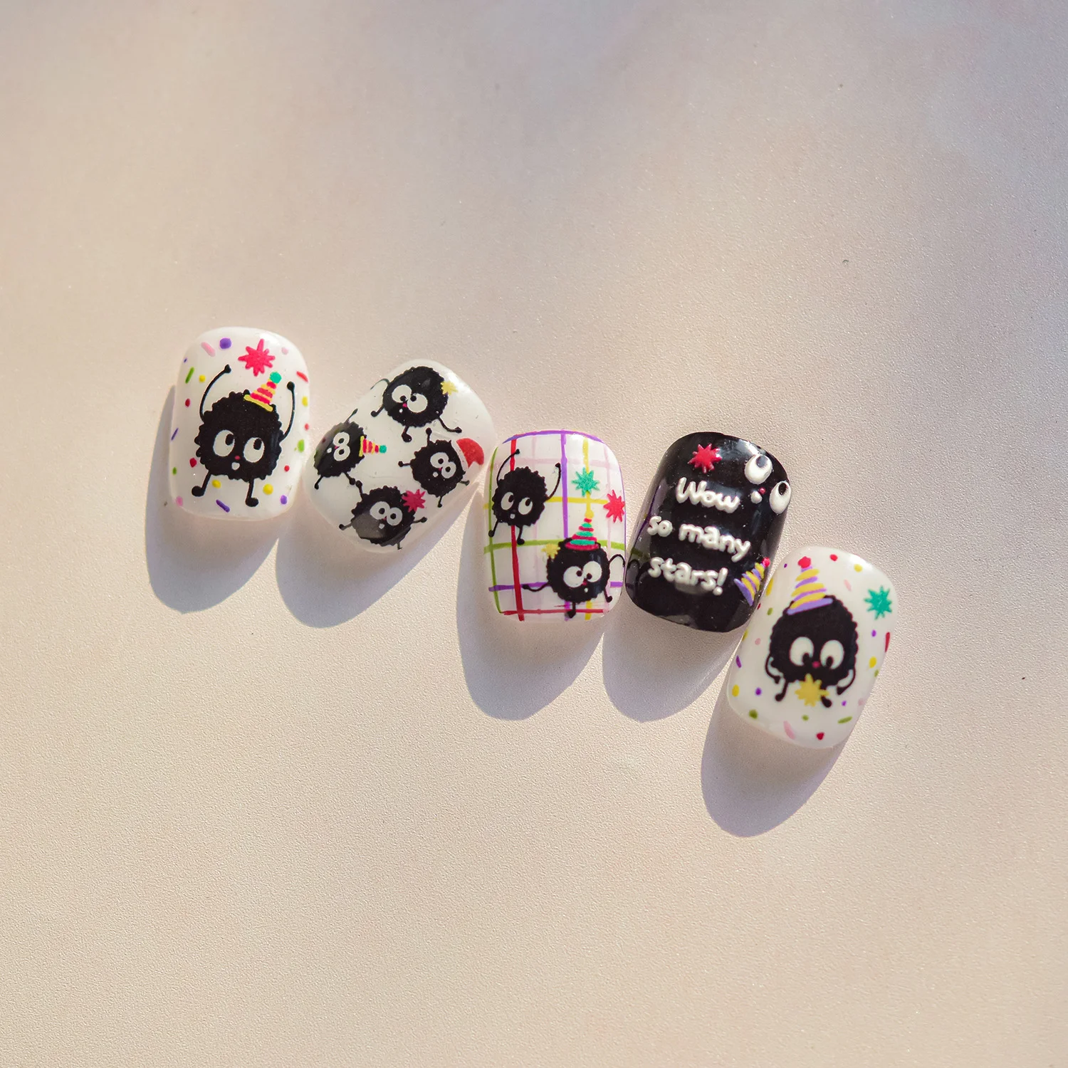 1 Uds. 5D DIY decoraciones artísticas de uñas japonesas pegatinas de uñas de dibujos animados de Anime lindo pegatinas autoadhesivas de alivio de uñas de expresión Kawaii