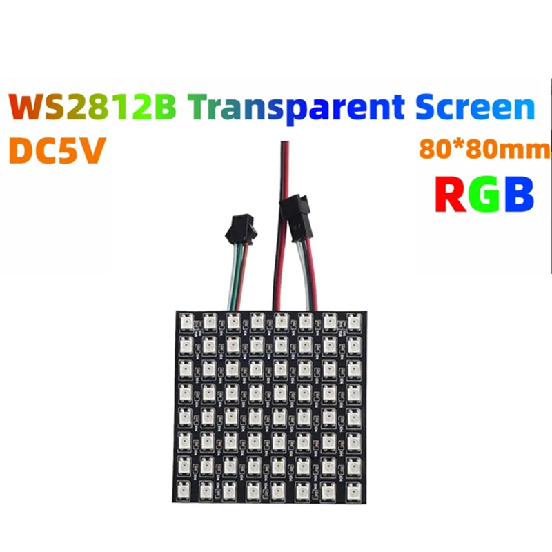 

8X8 256 пикселей WS2812B RGB 5050SMD матричный экран индивидуальная адресная светодиодная матричная панель гибкая полноцветная 5 шт.