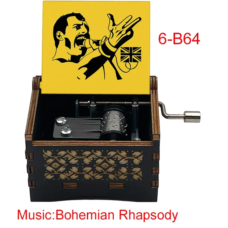 Bohemian Rhapsody Black Music Box Hand-operated Type Metal Movement Study Desk Decorative Ornaments Holiday Gifts