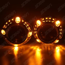 SANVI 3 inch Panamera Angel Eye LED Shroud for HID Xenon Lens Bi Led Projector Lens White Dual Colors Cover Car DIY Accessory