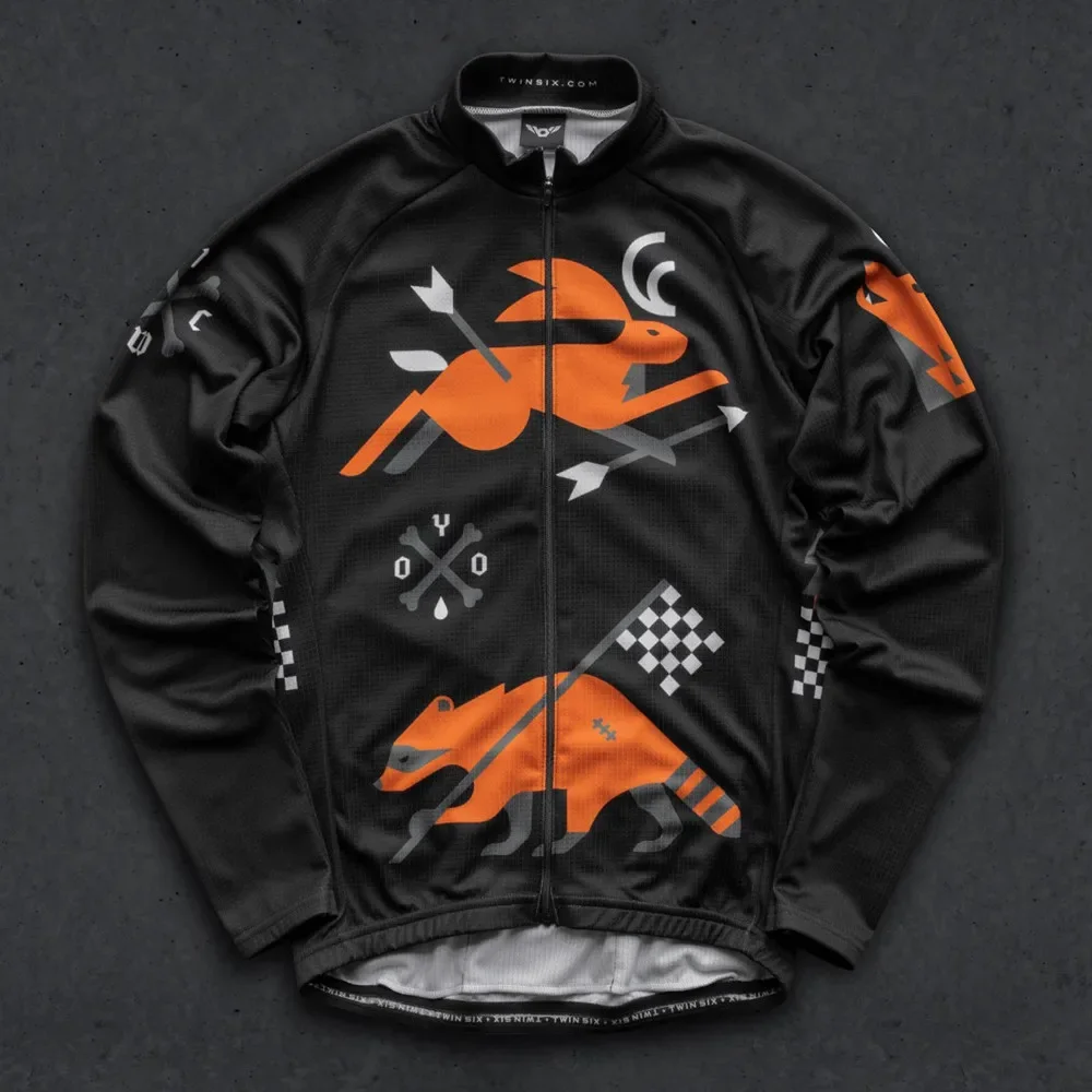 Twin Six 6 Men's Outerwear Spring Autumn Long Sleeve Knitted Sweater Usa MTB Bike Team Breathable Fit Thin Coat Ropa Ciclismo