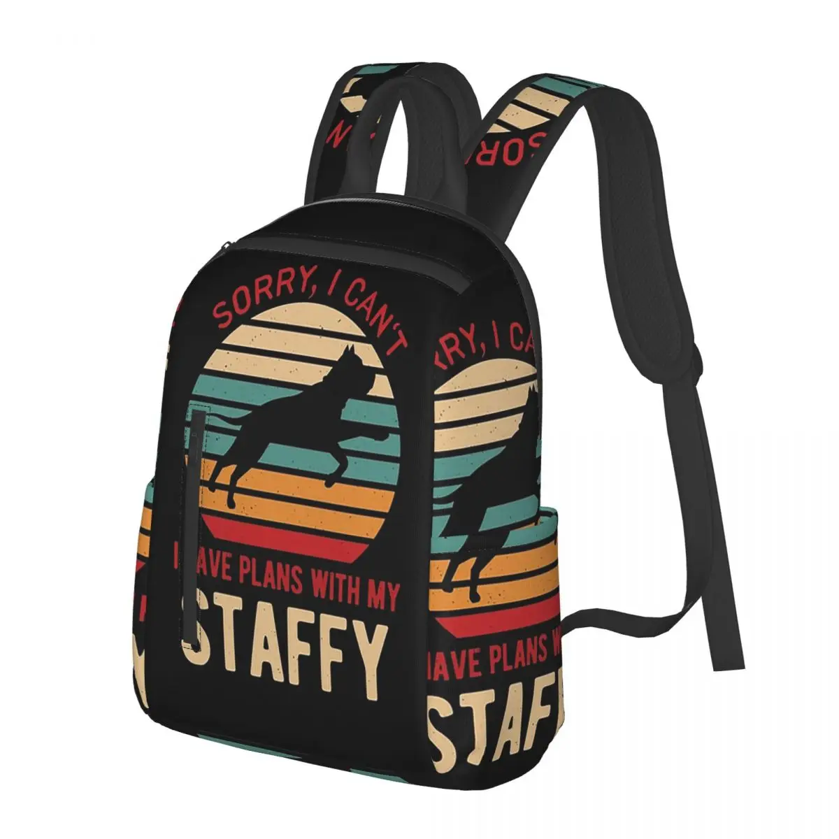 Funny Staffordshire Bull Terrier Dog Student Backpack School Bag Hiking Travel Daypack for Men Women Bookbag Shoulder Bags