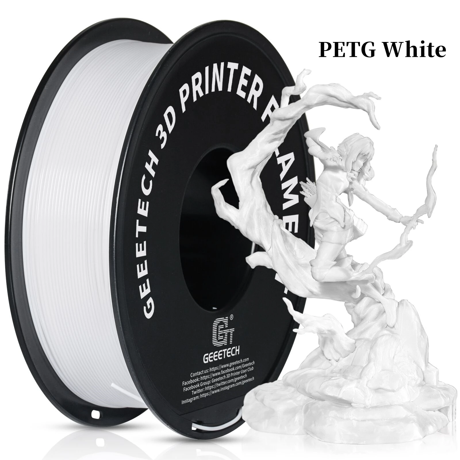 Geeetech 3D-printerfilament Pure PLA PETG Plastic 1,75 mm, 1 kg (2,2 LBS), knoopvrij, 3D-printmaterialen, vacuümverpakking