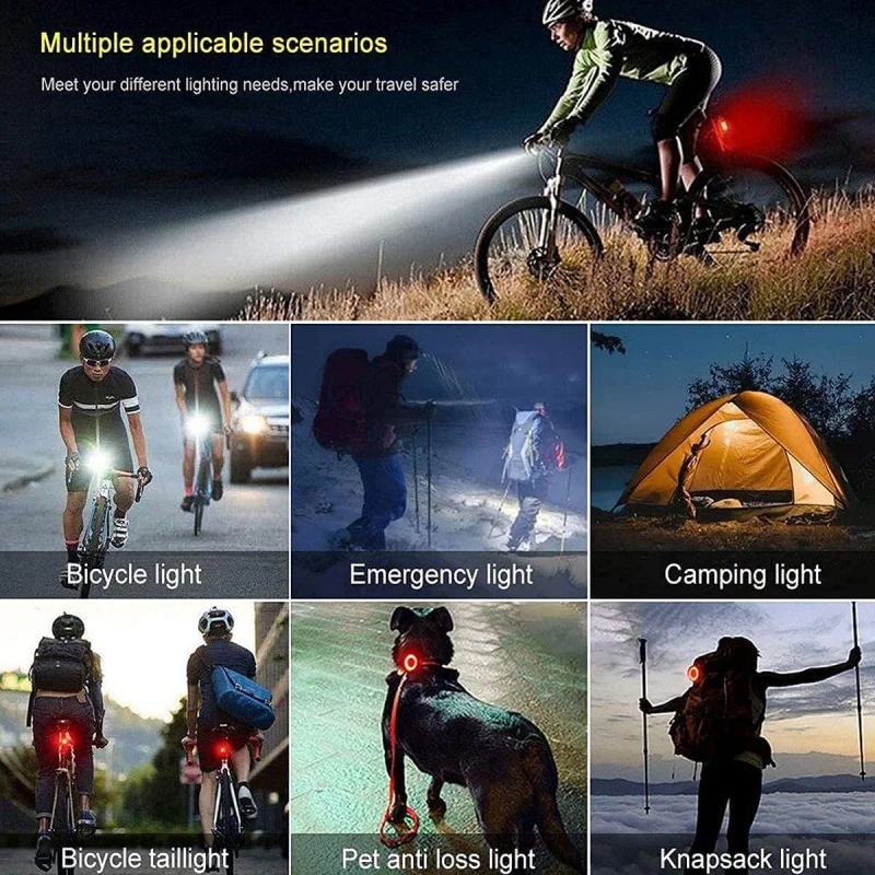 10000mAh Bike Light USB Rechargeable 5000 Lumens Bike Headlight 5T6 LED Super Bright Flashlight Front Lights and Back Rear light