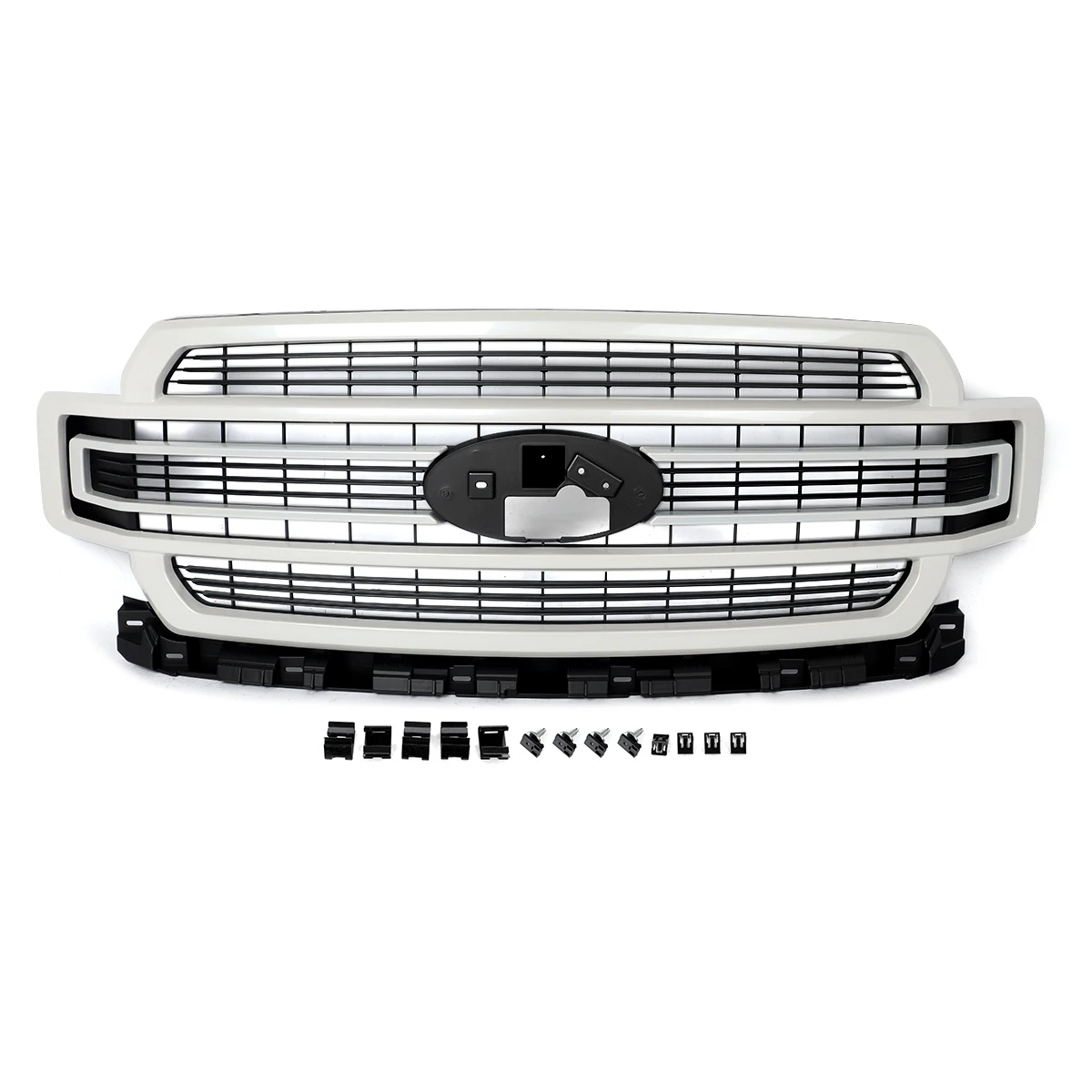 Front Inlet Grid Radiator Grille White Platinum For 2018-20 Ford F150 Limited Bumper Mesh Grille Racing Grills Front Upper Grid