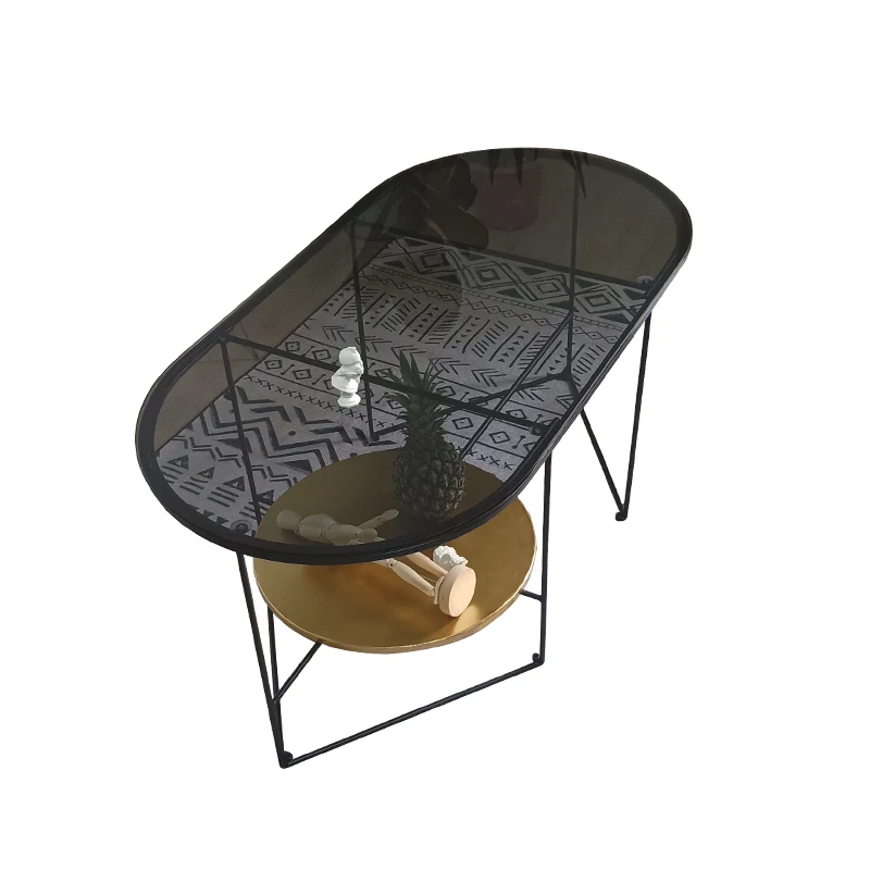 

Coffee table, living room size, apartment size, creative round combination, simple tempered glass small coffee table