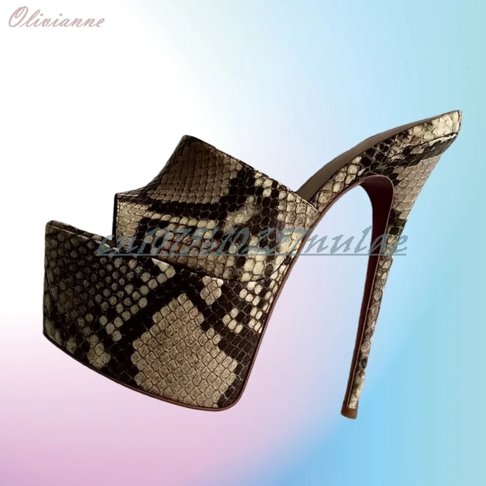 Gemischte Farbe Peep Toe Plattform Hausschuhe Schlange Druck Stiletto High Heel Elegante Plattform Mode Sexy 2026 Frauen Schuhe Para Mujere