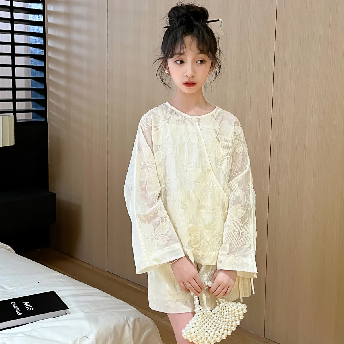 

Baby Girl Clothes Suit Children Three-piece Set Girls 2024 Girls Summer Set Chinese Style Children Sling Embroidery Summer Wear