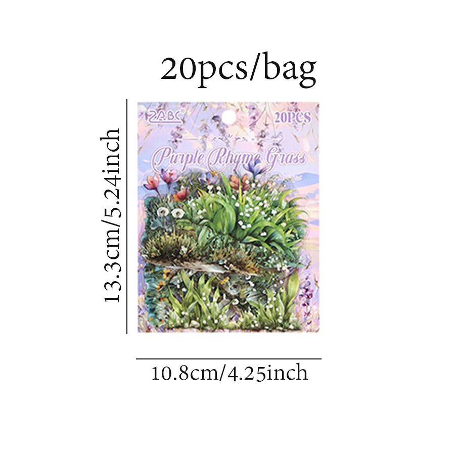 20Pcs Grass Flowers Plants Sticker Pack Diary Handbook Photo Frame Album Stickers Scrapbook Water Cup Phone Case Decorative