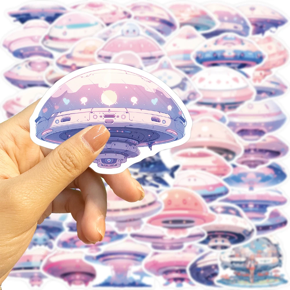 10/30/50pcs Cute INS Flying Saucer UFO Creative Stickers Aesthetic Decals Suitcase Laptop Phone Decoration Kids Cartoon Sticker