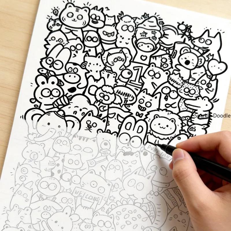 A Stress Relieving Fun Copy and Coloring Graffiti Art Book with 16 Different Funny Patterns Suitable for Artistic Creation