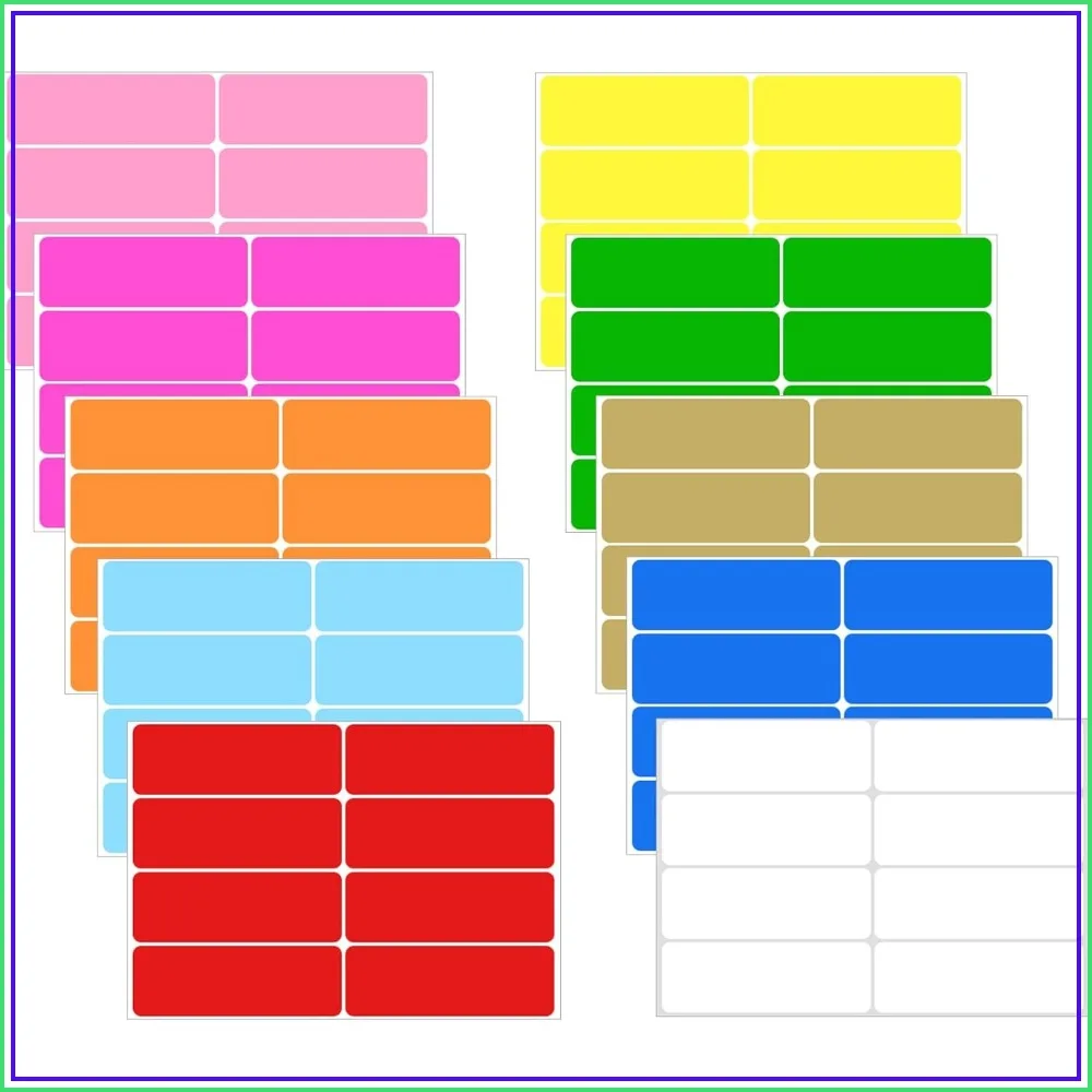 

480 Pcs Removable Colored Label Stickers, 3x1 Inch Blank Rectangle File Folder Labels Self Adhesive for Office Inventory Containers