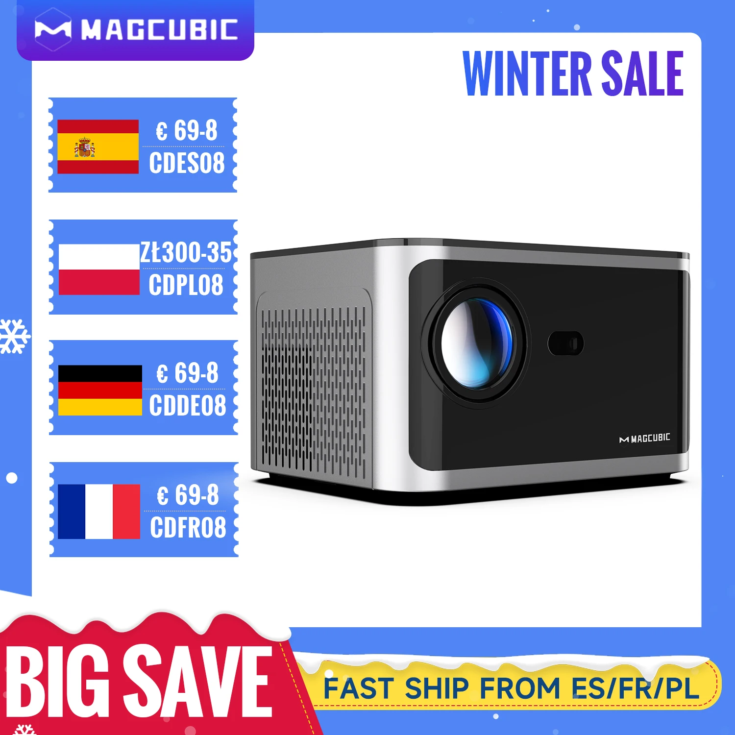 Magcubic 580ANSI Projector Android 11 4K 1080P Wifi6 Voice Control Allwinner H713 Electronic Focus BT5.0 Home Projetor HY350 Pro