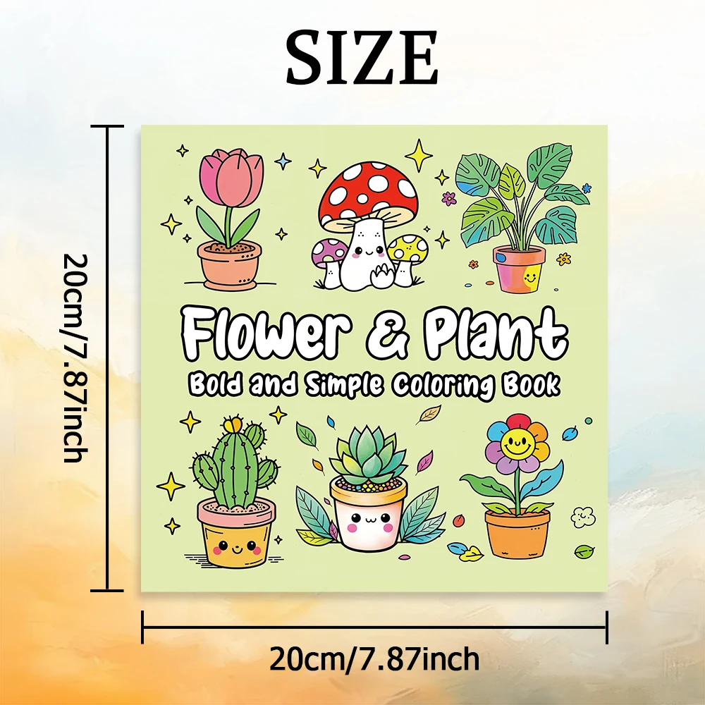 FLOWER & PLANT Bold-easy Patterns Coloring Book for Adults Cute Drawing Book Perfect Gift for Party and Birthday