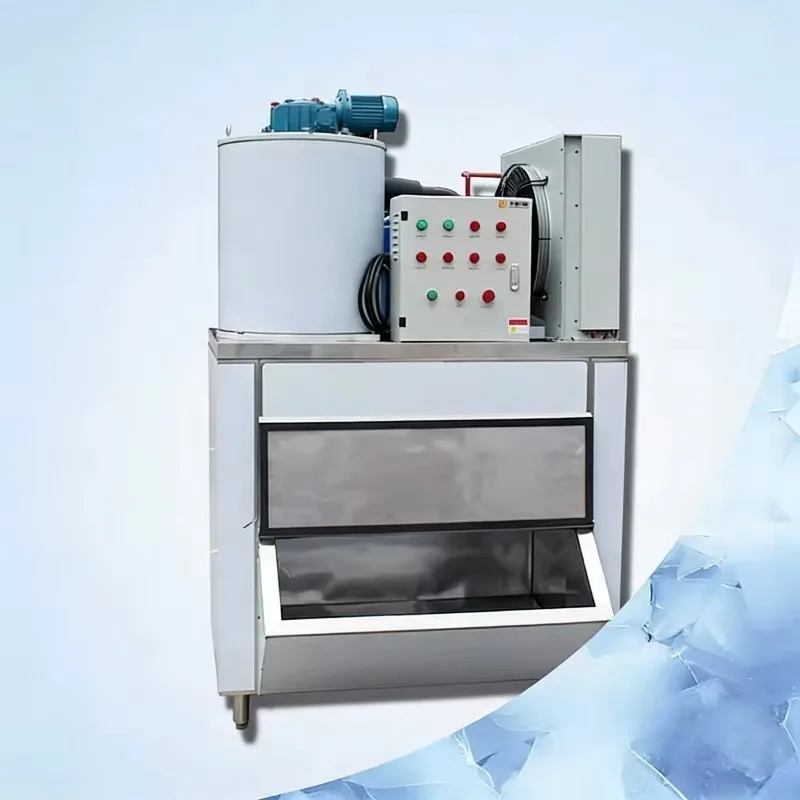 Flake Ice Machine Stainless Steel Ice Flaker Commercial Ice Maker for Bar Restaurant Seafood Cooling Storage Equipment