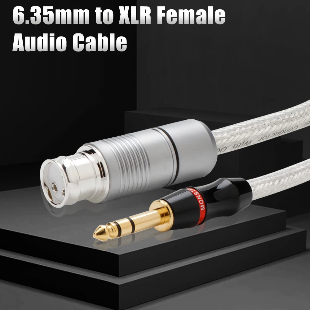 Preffair X451 HiFi Audio Pure Silver Core Conductor XLR 3-Pin Female Plug to 6.35mm Stereo Male Connector Microphone Audio Cable