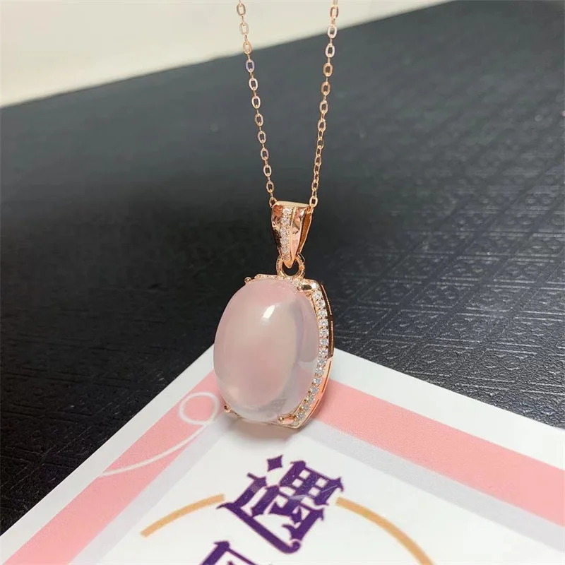 

Подвеска из натурального розового кварца из настоящего серебра S925 для женщин с сертификатом