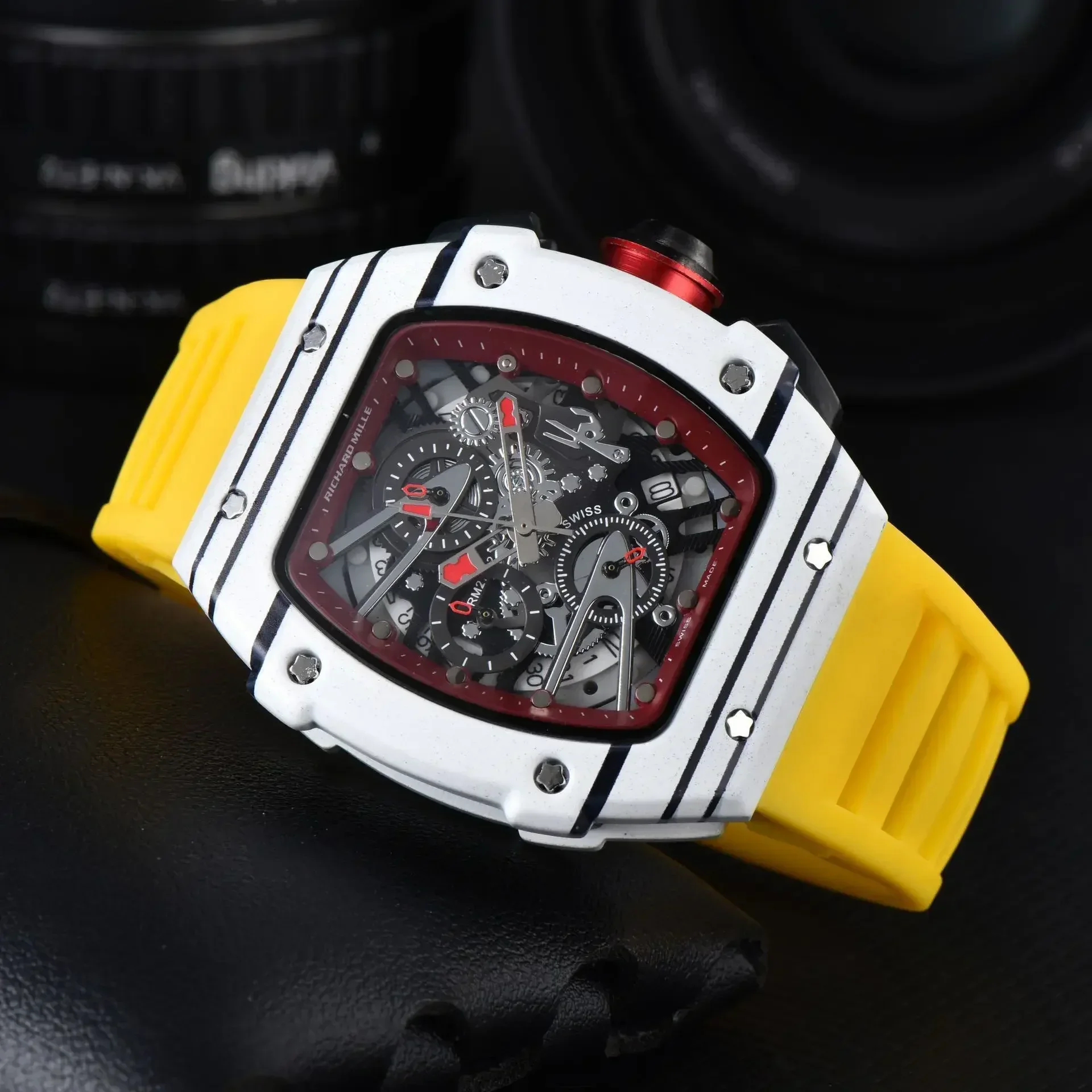 2025 moda luxo masculino relógio mecânico de quartzo para homens calendário à prova dwaterproof água moda casual oco automático masculino relógio de pulso