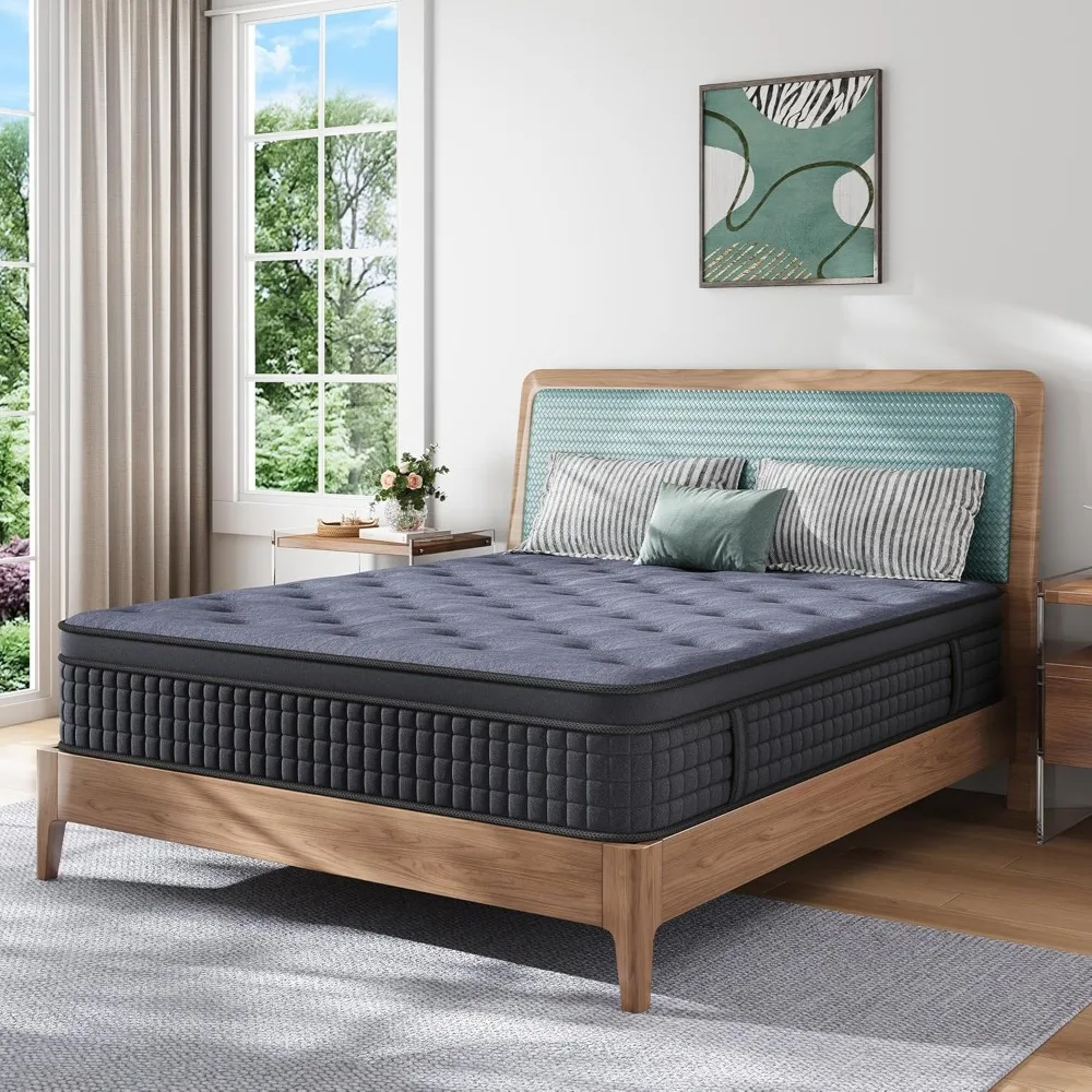 

Queen Mattress, 12 Inch Hybrid Mattress in a Box, Gel Memory Foam, Medium Firm, Edge Support, Motion Isolation, Pressure Relief,