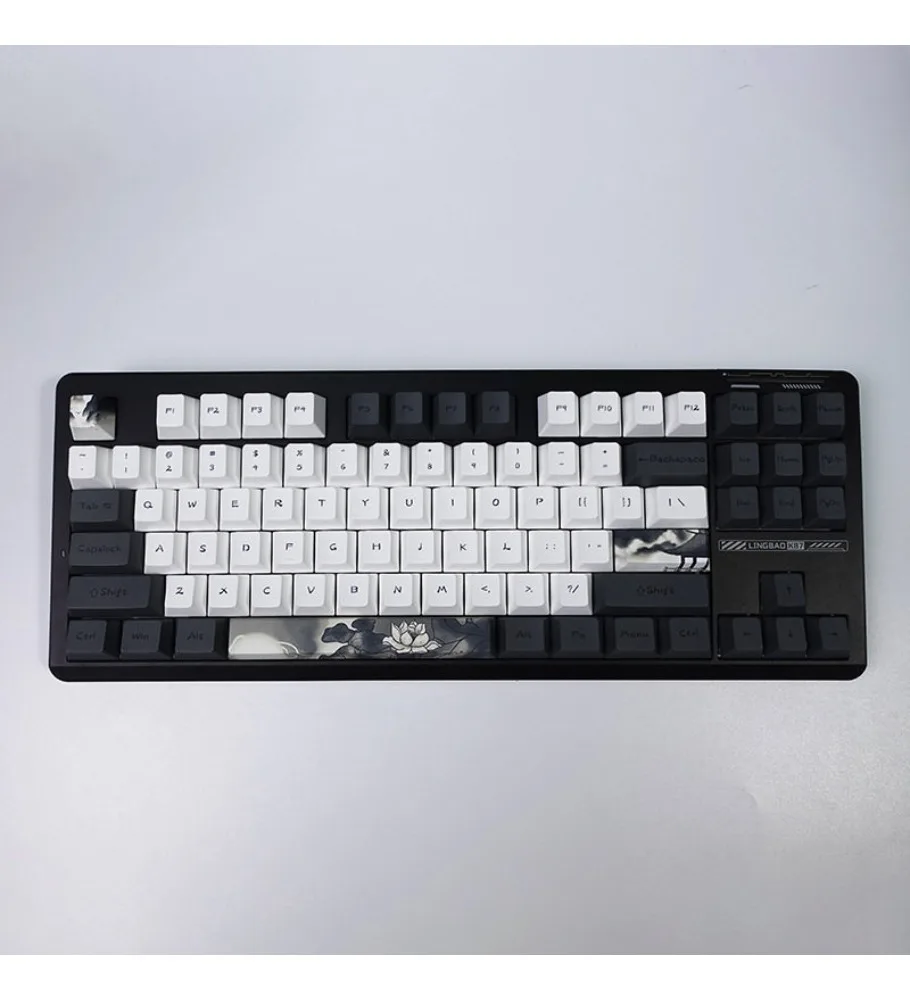 Minimalist ink lotus key caps, advanced sense PBT hot sublimation national style elegant original mechanical keyboard key caps