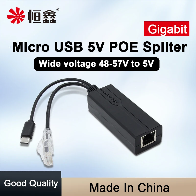 Gigabit 5V/2.4A High Voltage Isolation IEEE802.3af POE Splitter with Micro USB Interface Head Shaking Camera Power Supply Module