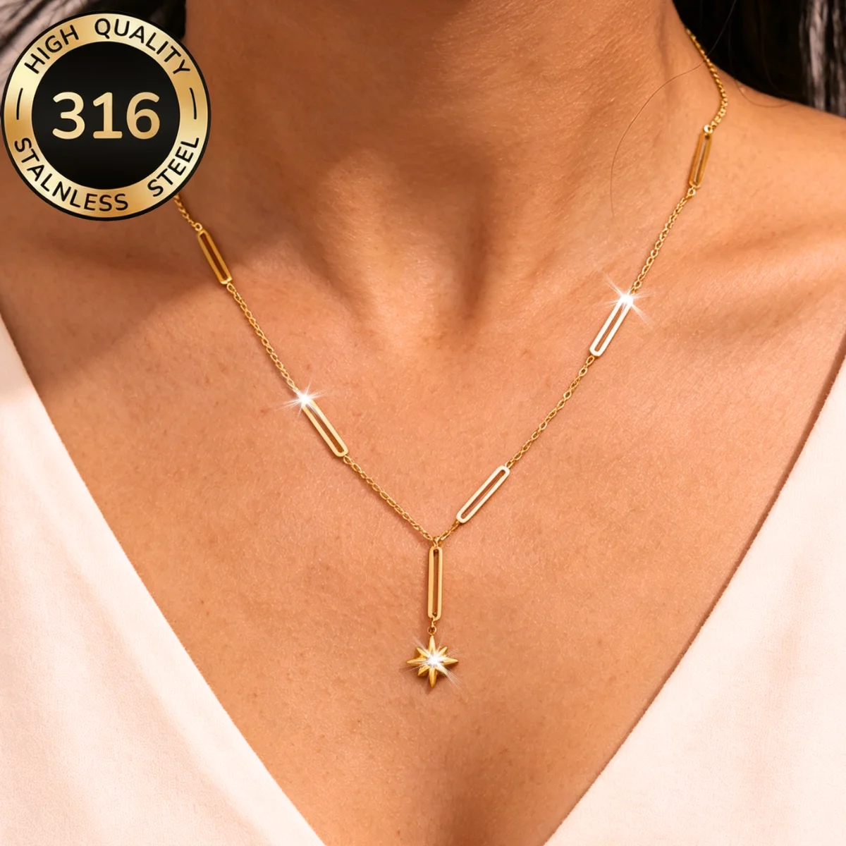 Birth Flower Necklace - قلادات نجمة الشمال من الفولاذ المقاوم