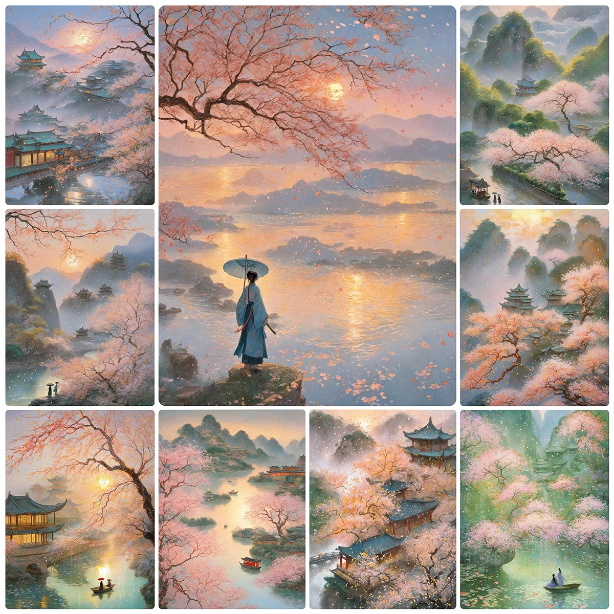 2024 nowości 5D DIY diamentowe malowanie chiński ogród krajobraz sztuka diamentowa mozaika krzyż zestaw do szycia haft Home Decor