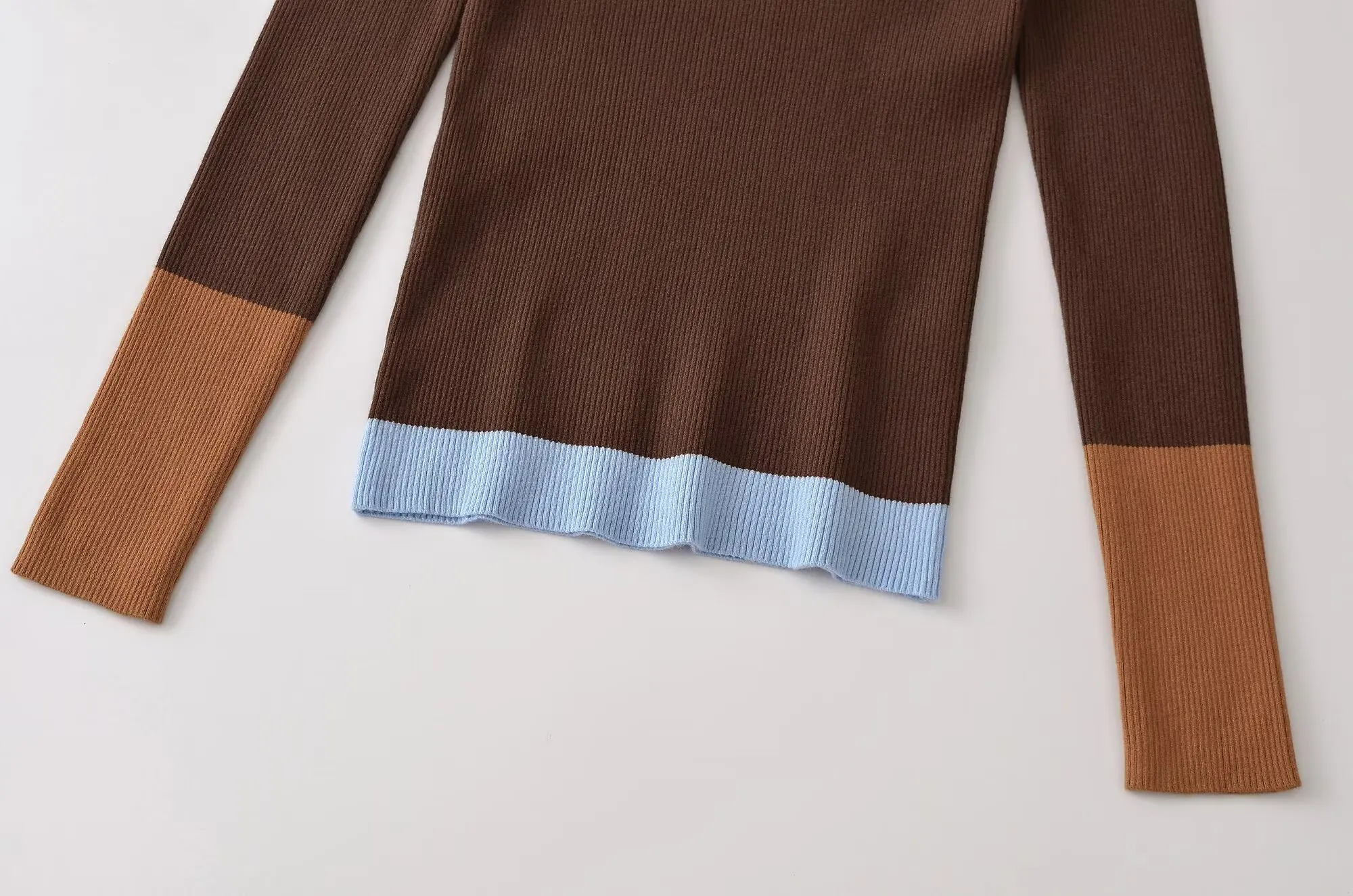 KONDALA Fashion 2026 Herbst Polo Damenhemd mit Knöpfen, lässiger Langarm-Pullover, Streetwear, schicke Patchwork-Strickware für Damen – Detail 10