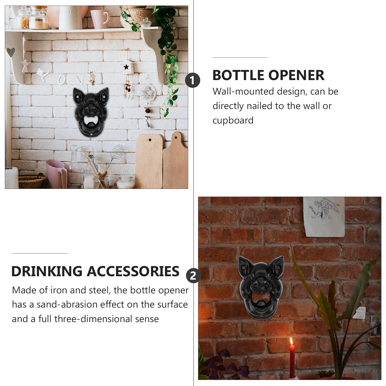 

1pc Mounted Head Material Bottle Beer Opener Opener For Pub Bar Ktv Wall Beer Lid Remover Bottle Lid Remover