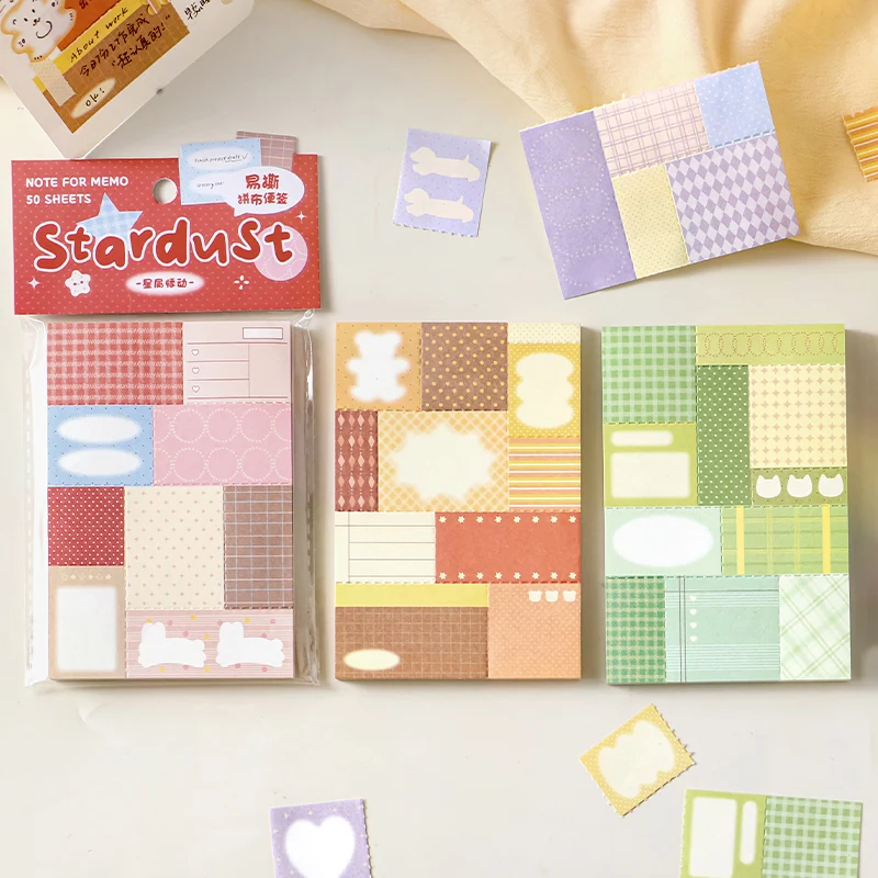 50sheets Candy Magic House Series Kawaii Ins Creative Grid Pattern Patchwork Message Memo DIY Scrapbooking Material Craft Paper