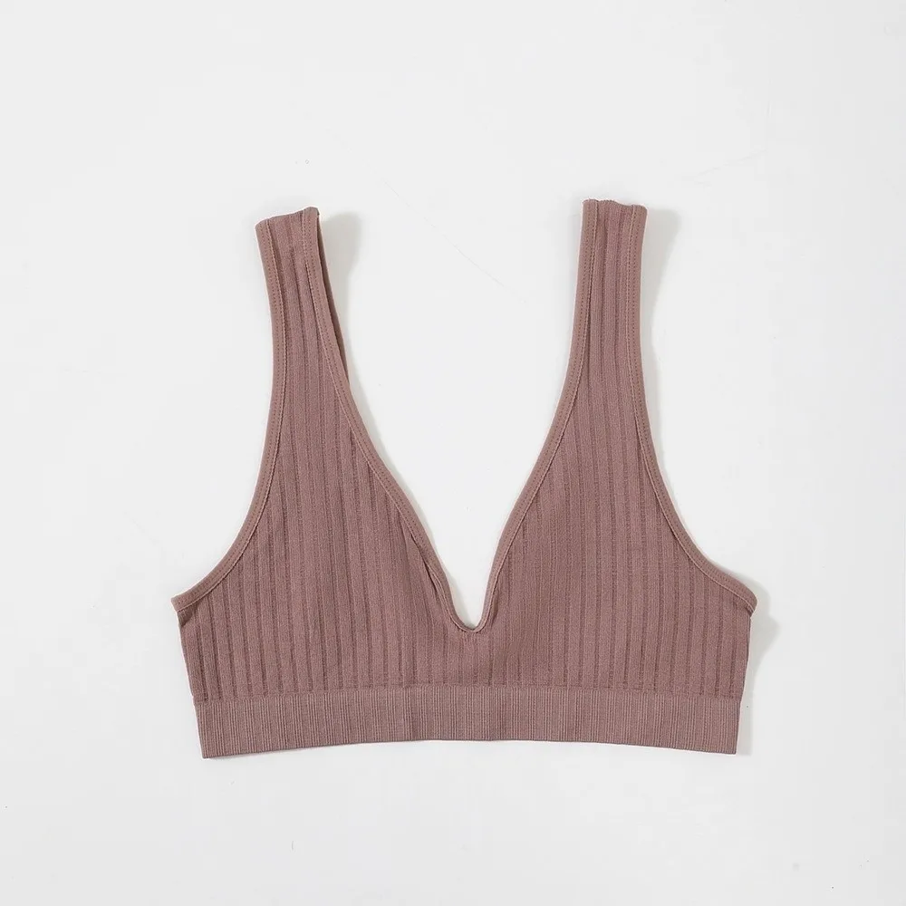 Nahtloser BH im französischen Stil, Anti-Sagging, weicher Halt, bügelloser BH, tiefer V-Ausschnitt, atmungsaktive Damen-Schlafunterwäsche, Fitness-BH – Detail 12