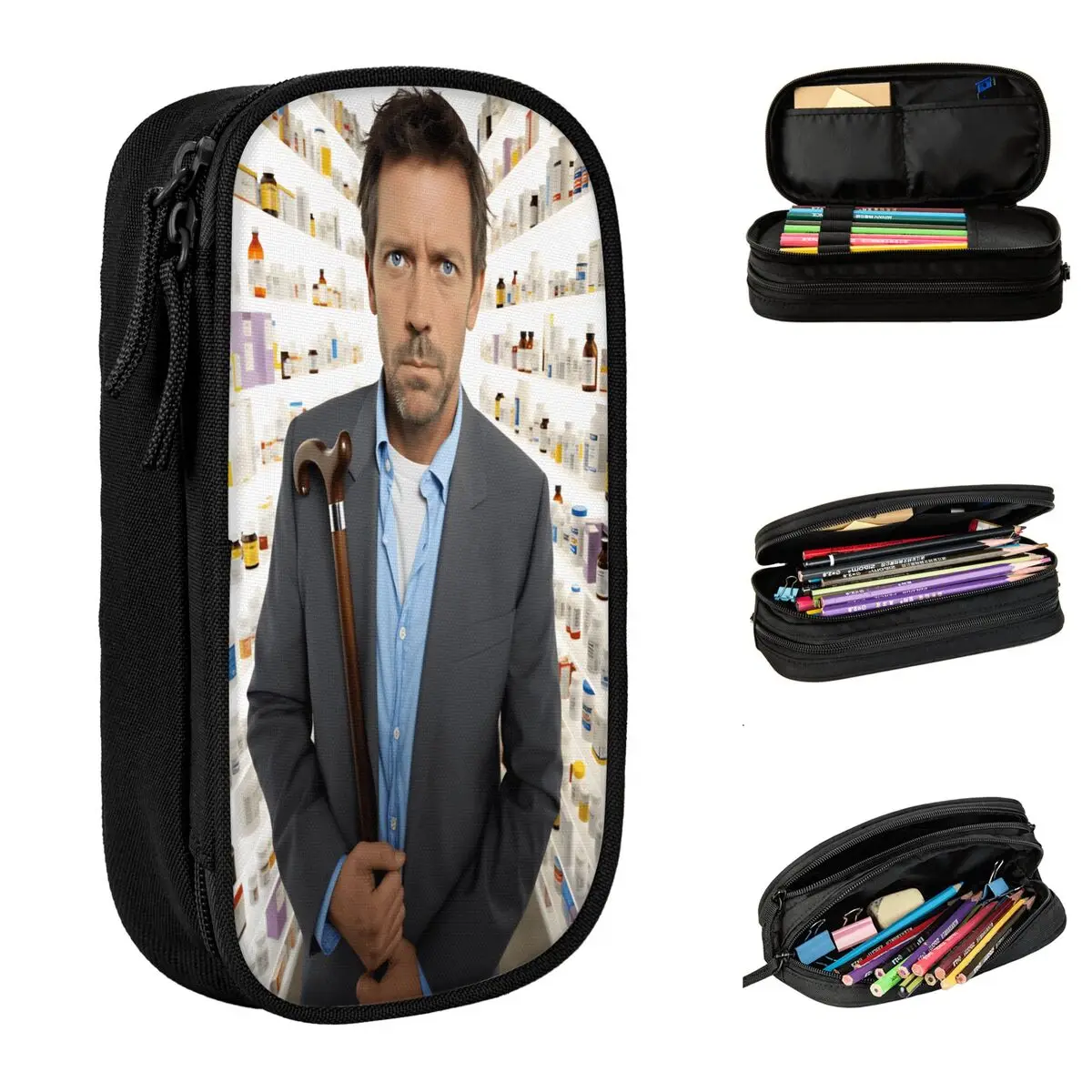 مقلمة عصرية H-House-MD مقلمة الحقيبة المدرسية مقلمة صبي فتاة سستة مطبوعة منظم قرطاسية #1