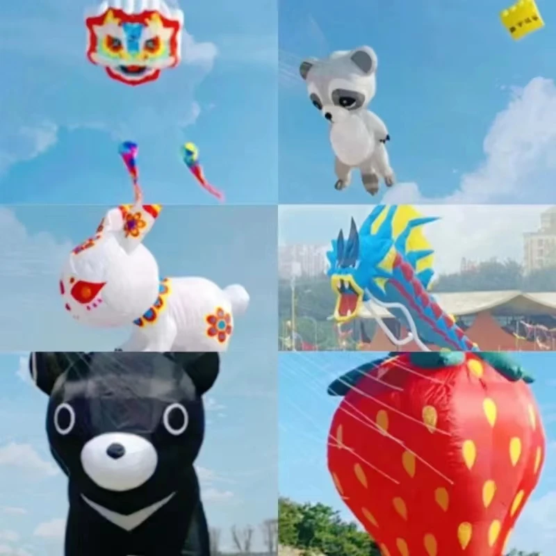 

free shipping large soft kite pendant show kites windsocks flying adults kite inflatable toys quad line kite handles parachute