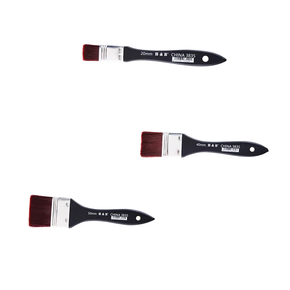 

3Pcs Nylon Oil Painting Brushes Set Large Size Bristle Frosted Texture Wooden Handle Painting Tools for Art Drawing Cleaning