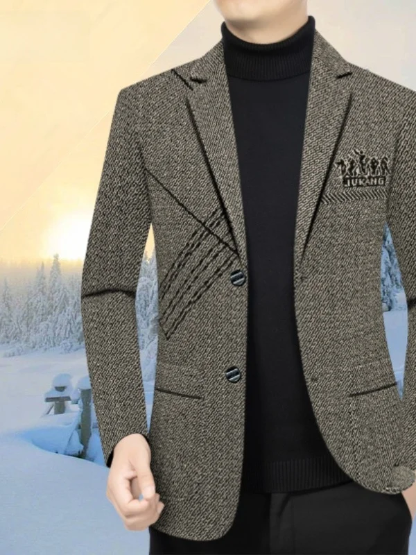 

Мужской утепленный деловой повседневный пиджак Woodpeer: несминаемый, не требует глажки, премиум-класс, осень-зима