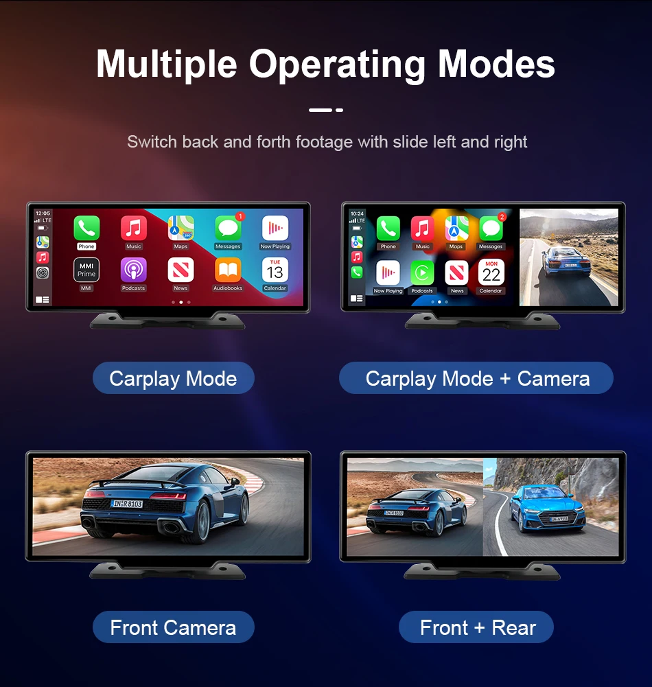 7/10,26 Zoll kabelloser Carplay-Bildschirm für Auto, 5G Wifi Dash Cam 4K Auto DVR, Android Auto Dual Lens GPS-Navigation Videorecorder, FM AUX – Detail 17