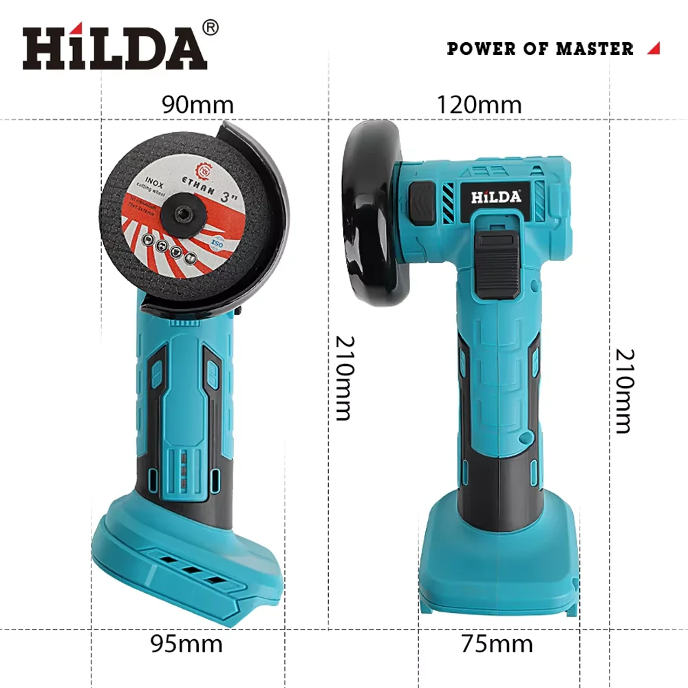 Suitable for Makita 21V Battery Angle Grinder 3 Inch Handheld Mini Brushless Household Cordless Grinding Cutting Woodworking