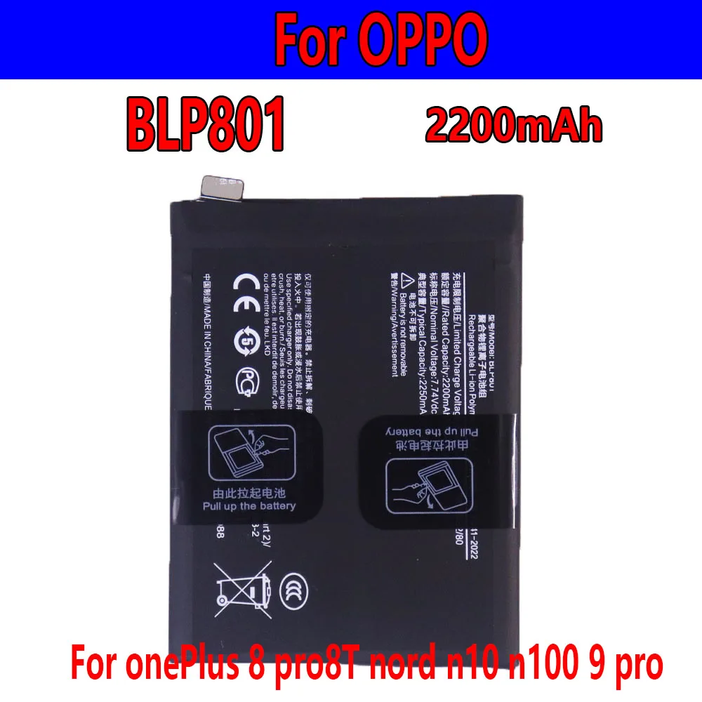 

Original Battery BLP801 BLP801 2200mAh Quality Phone Battery ONEPLUS 8T with Free Tool Kits Replace Batteries ONEPLUS 9R