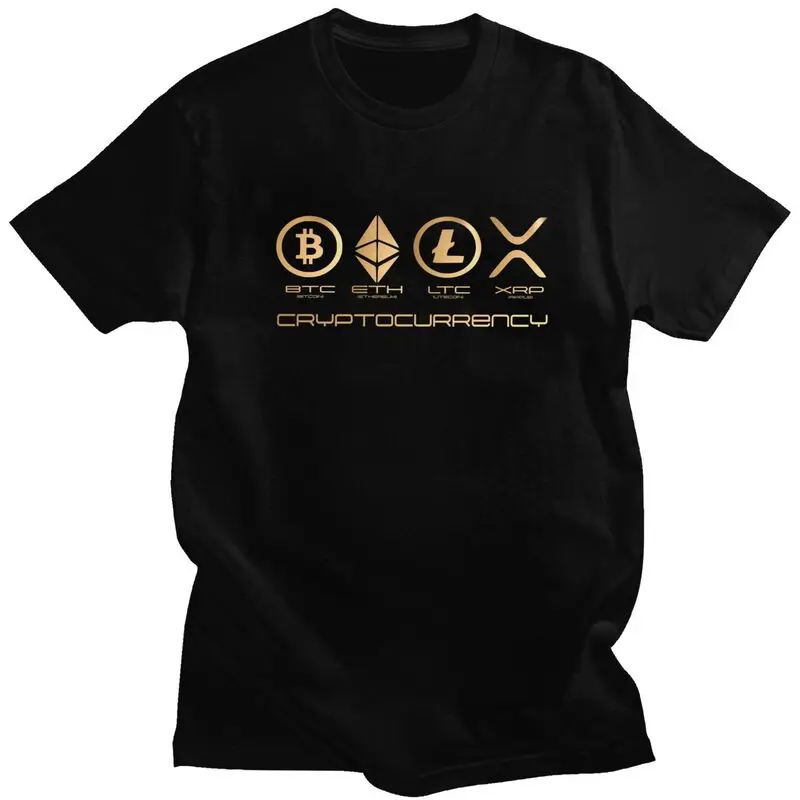 Custom Ripple XRP T Shirt for Men Pure Cotton Tshirt Tee Short Sleeves Bitcoin Crypto Cryptocurrency T-shirts Slim Fit