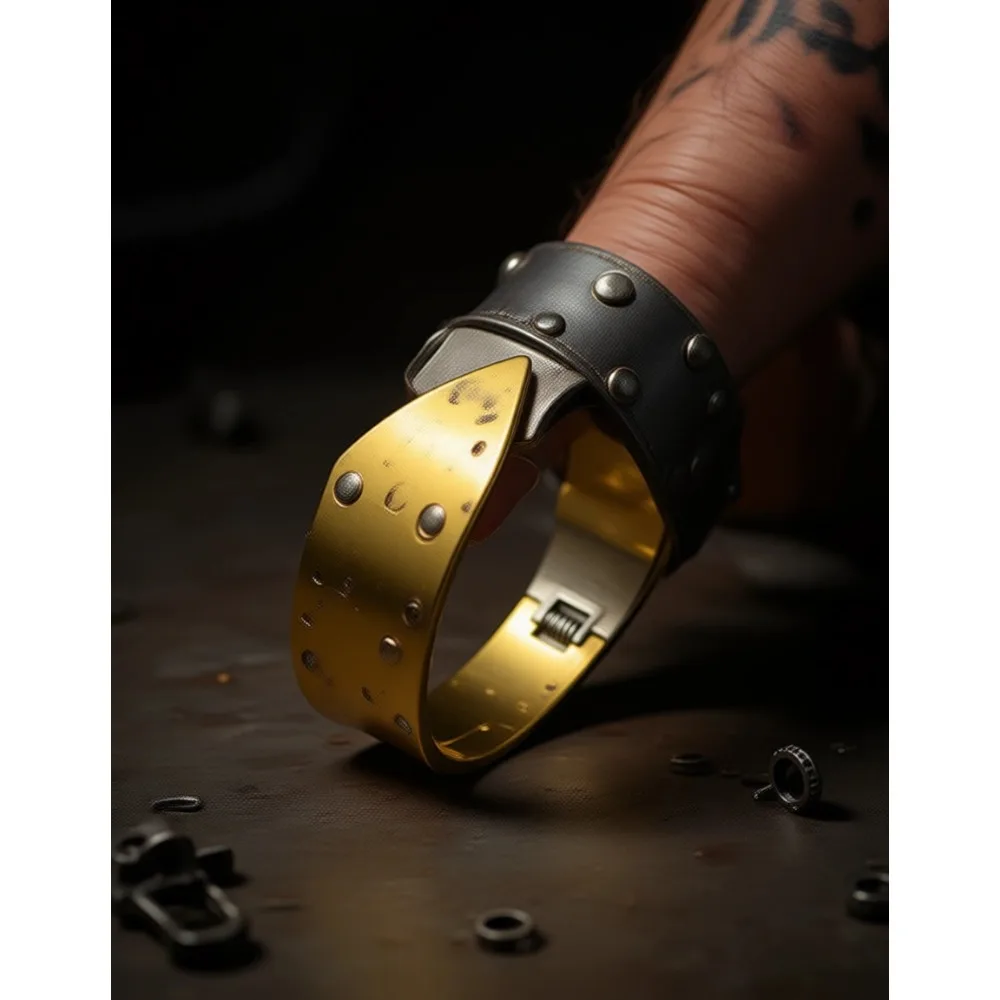 

Современный двухцветный браслет-кафф из титановой стали с пружинным механизмом, золотисто-серебристый, модный акцентный аксессуар для женщин