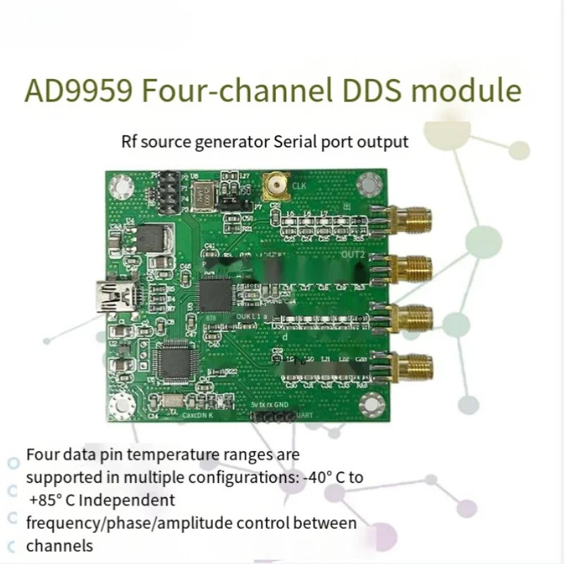 AD9959 Four-channel DDS module, RF signal source generator AT command serial port output, frequency sweep AM