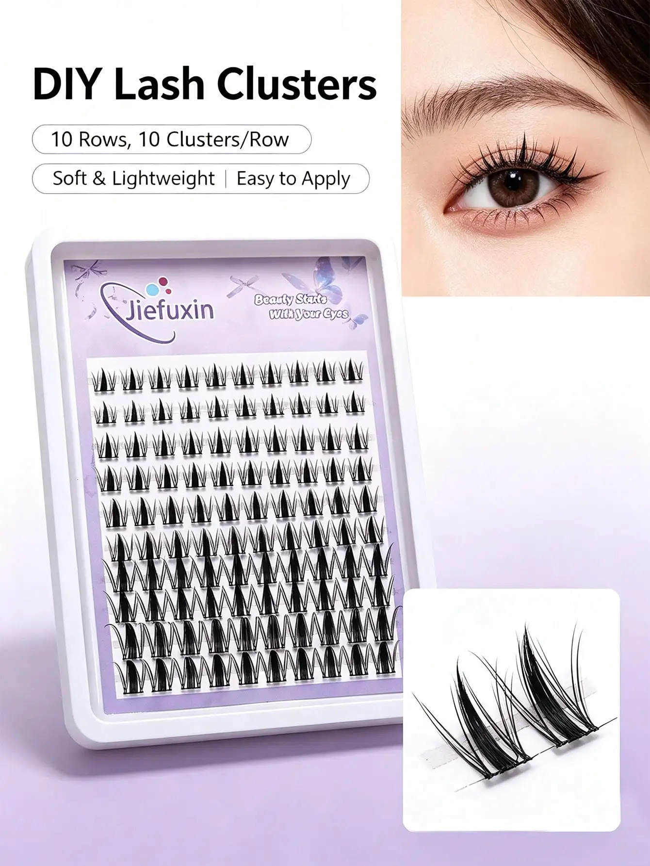DIY Wimpernbüschel, wiederverwendbare falsche Wimpern, einfach anzubringen, DIY Wimpernverlängerung, Augen-Make-up für Frauen – Detail 5