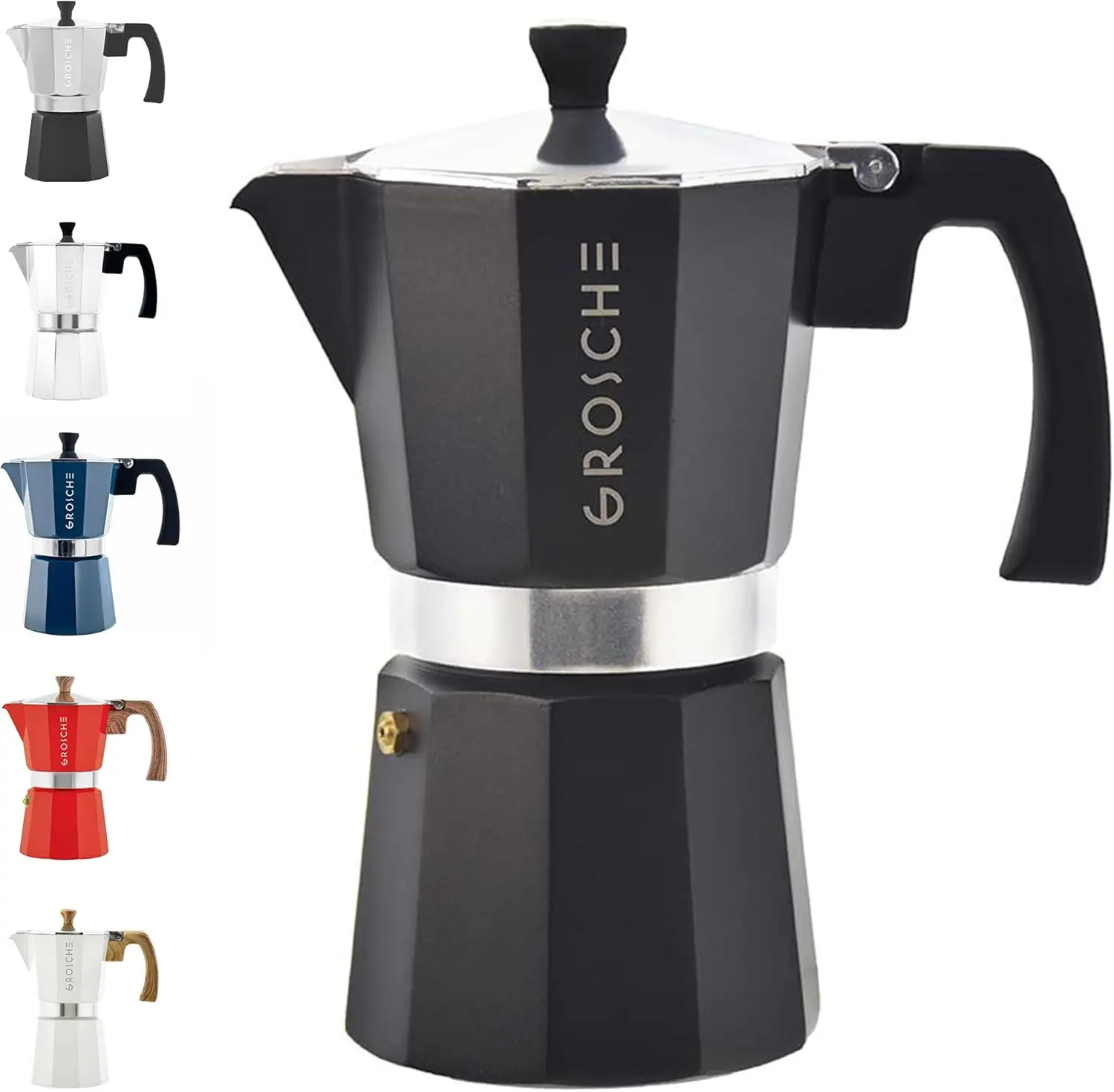 

Stovetop Espresso Maker Moka Pot Cuban Coffee Brewer Percolator | 6 Cup, Black