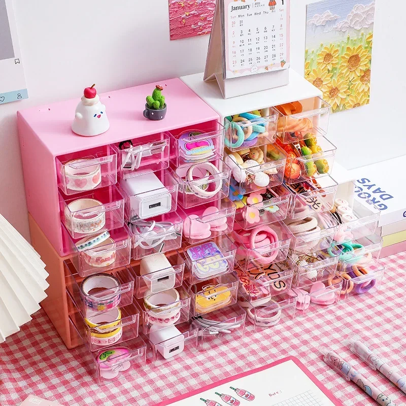 6/9 Grid Desktop Boxes Organizer Transparent Small Drawer Partitioned Student Desk Wall-mounted Sundries Storage Box