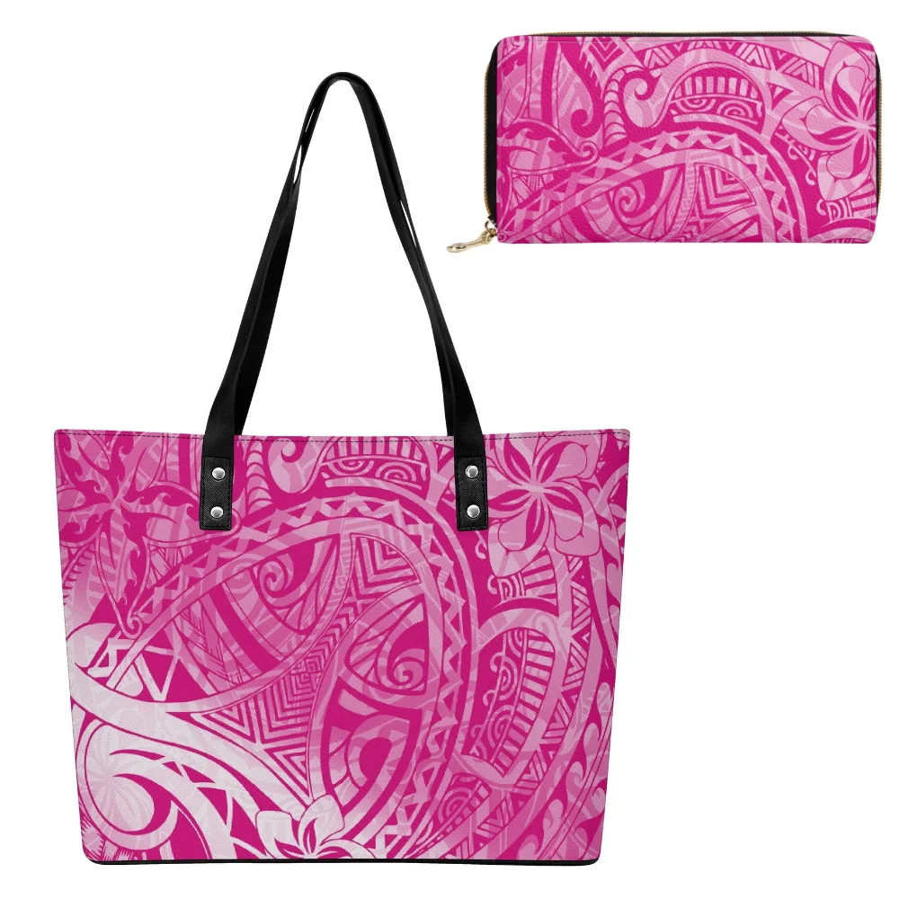

Fun Mini Bags Shopping Travel Wallets Single-Shoulder Bags Combo Sets New Polynesian Custom-Printed Handbags And Wallets