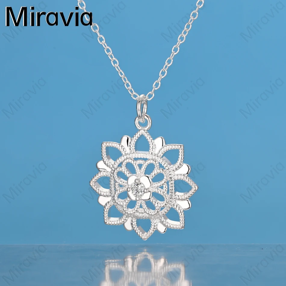 

Miravia 925 Sterling Silver Openwork Snowflake Pendant Necklace, Exquisite And Cute Wedding Party Jewelry For Women