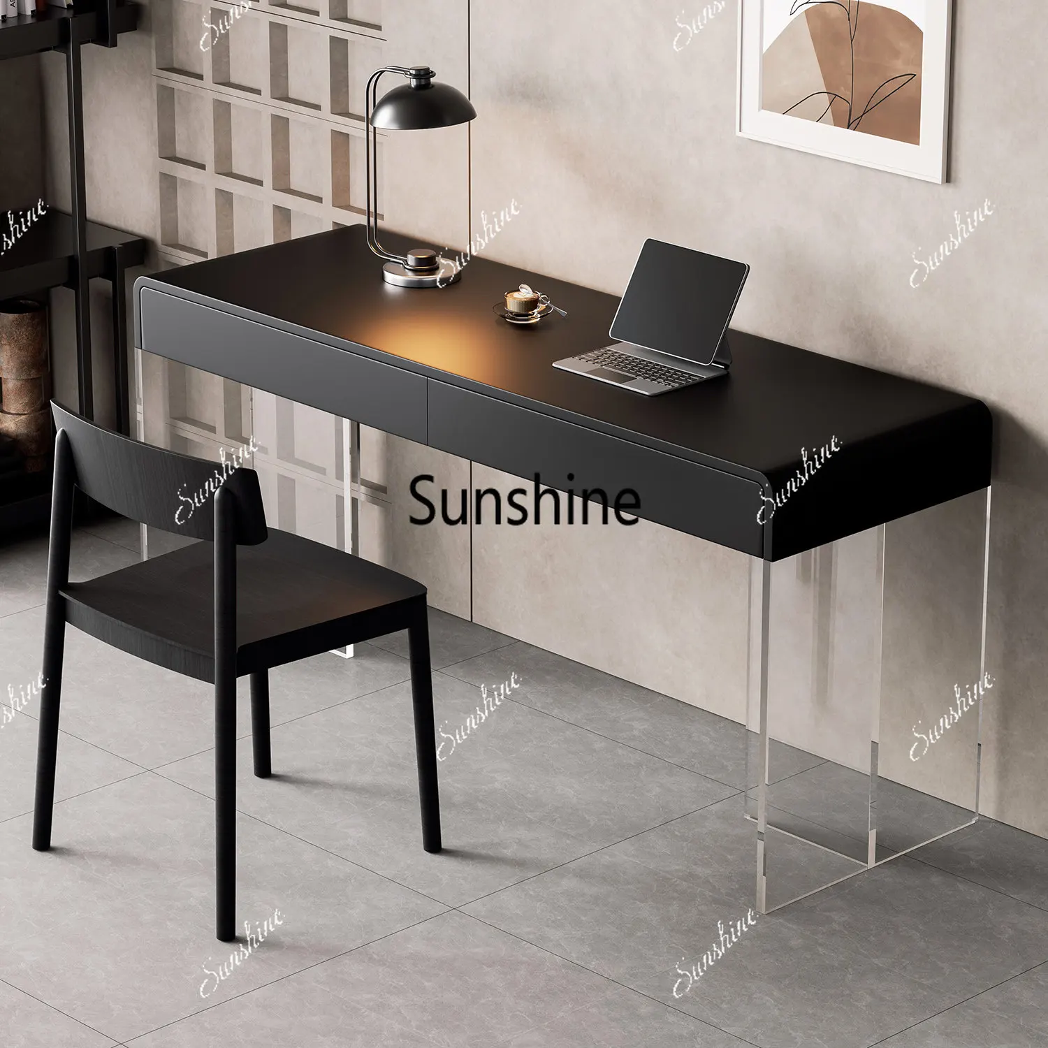 

Light luxury floating desk, modern simple study home office computer desk