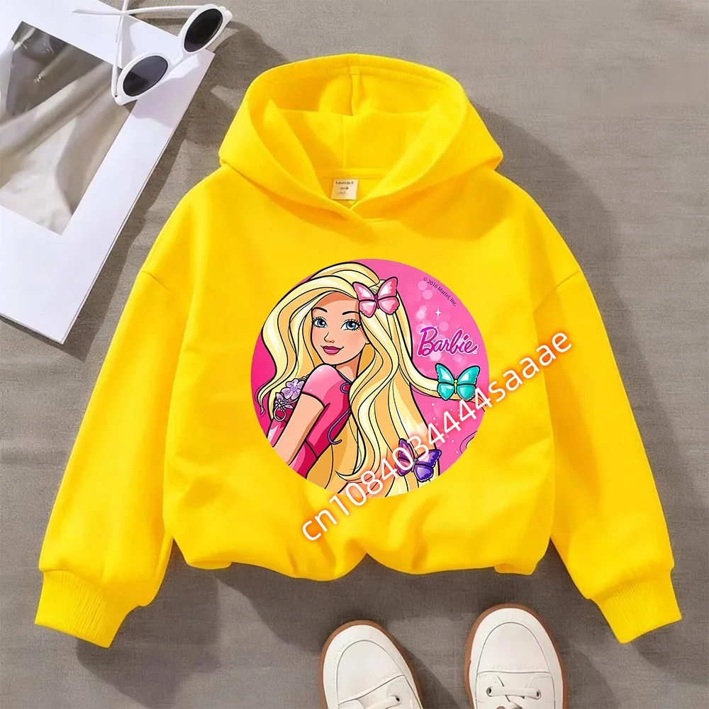 Autumn Winter Kids Hoodie Boys Girls Barbie Friends Print Casual Soft Pullover Sweatshirt for Daily Wear