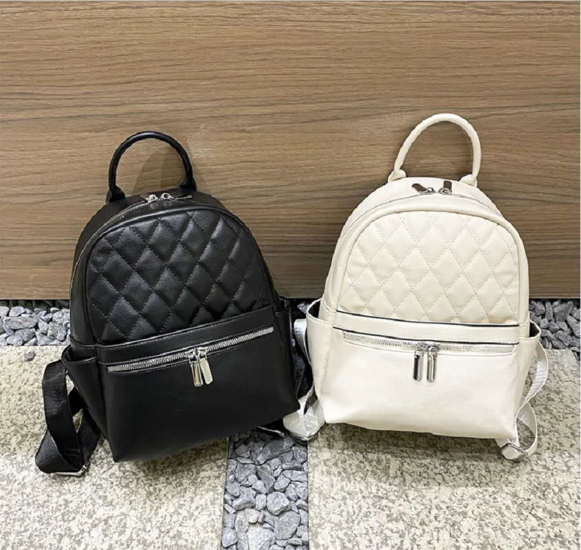 

Fashion Luxury Diamond Lattice Leather Backpack Women Large Capacity School Bags for Teenage Girls Casual Travel Shoulder Bags