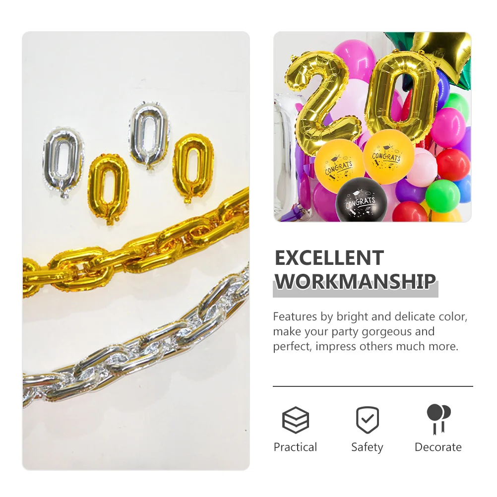

50Pcs Foil Chain Balloons Gold Retro Party Decorations 90S Birthday Photo Props Festival Supplies Chain Balloons Gold